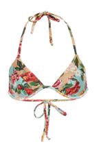 Agua De Coco Floral-print Triangle Bikini Top
