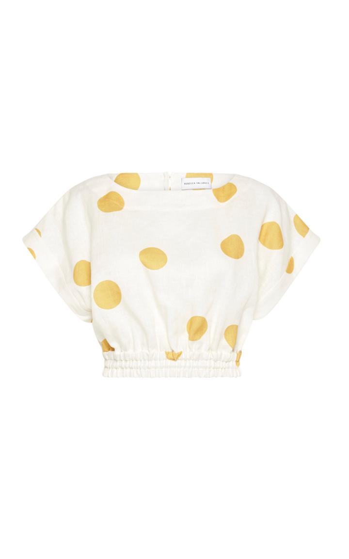 Moda Operandi Rebecca Vallance Aya Polka-dot Linen Crop Top