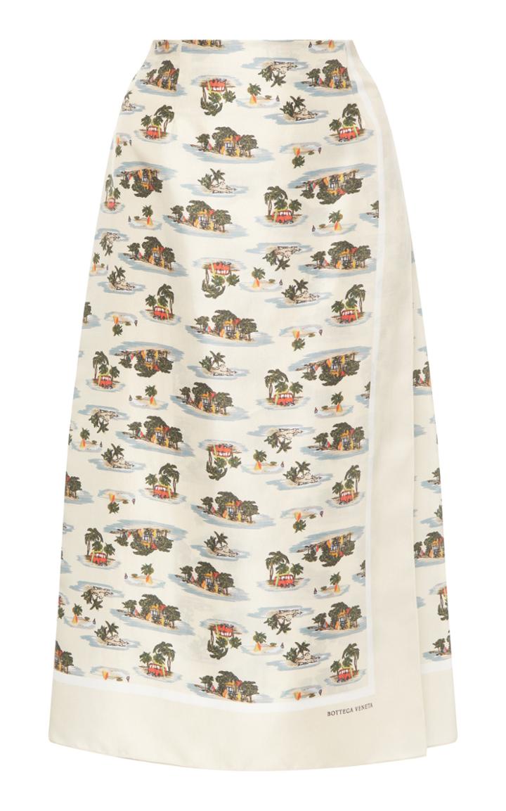 Bottega Veneta Wrap-effect Printed Silk Midi Skirt