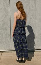 Moda Operandi By Malene Birger Nonea Tiered Checked Silk Georgette Maxi Skirt