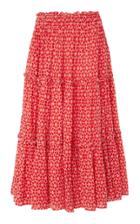 Lisa Marie Fernandez High-waisted Ruffle Eyelet Peasant Cotton Skirt