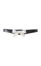Rodarte Black Wide Patent Leather Belt With Large Silver Bow Ornament