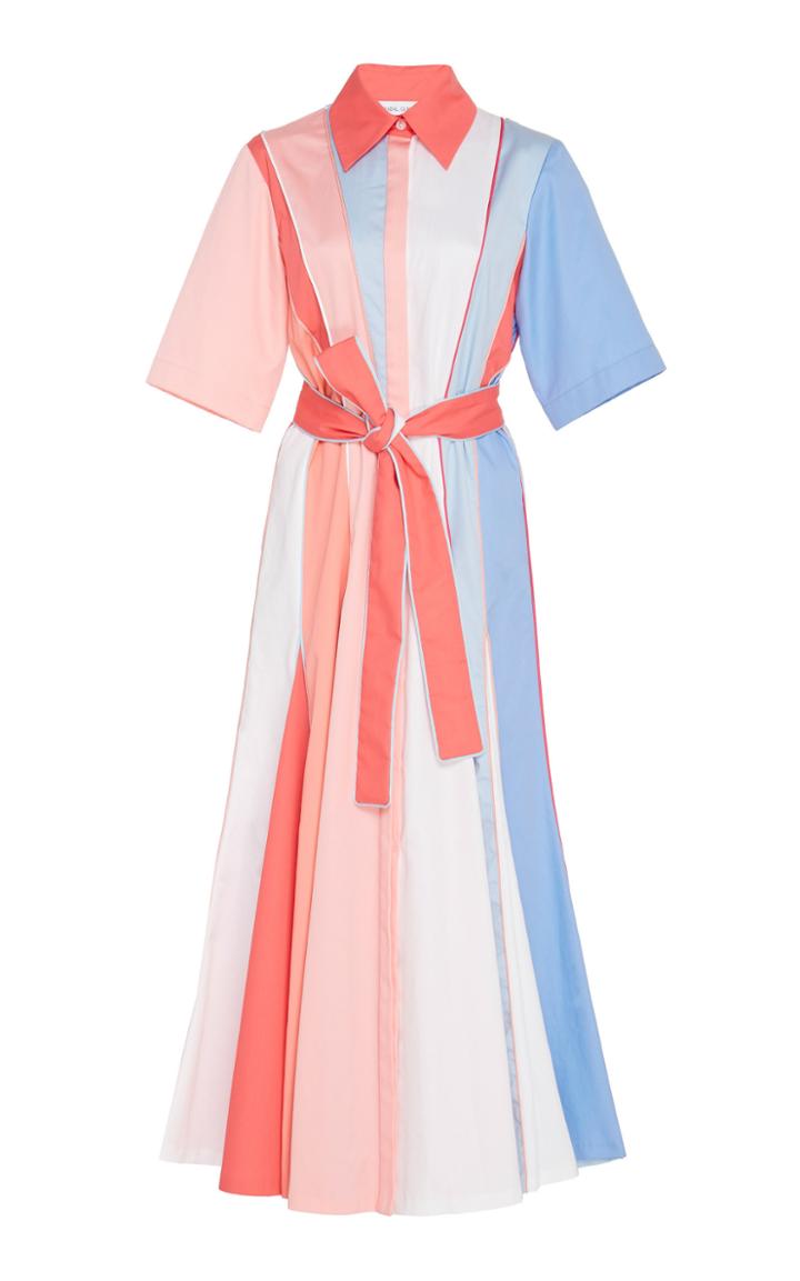 Prabal Gurung Color Block Cotton Midi Shirtdress