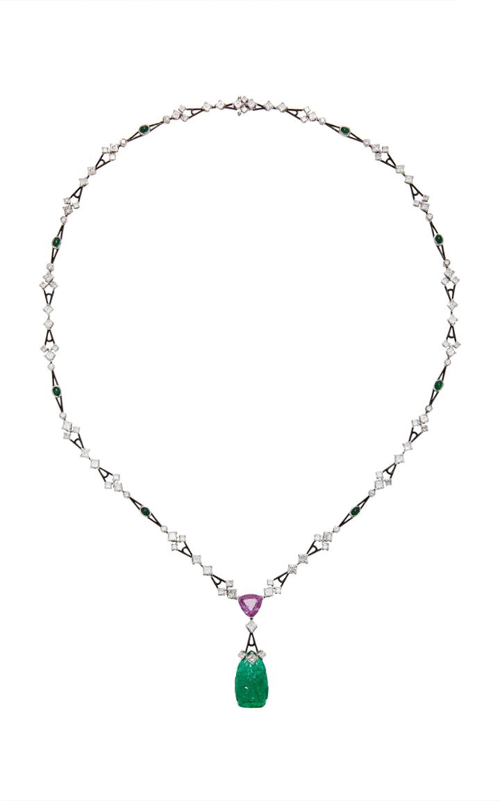 Reza M'o Exclusive: One-of-a-kind Dlha Necklace With Emerald