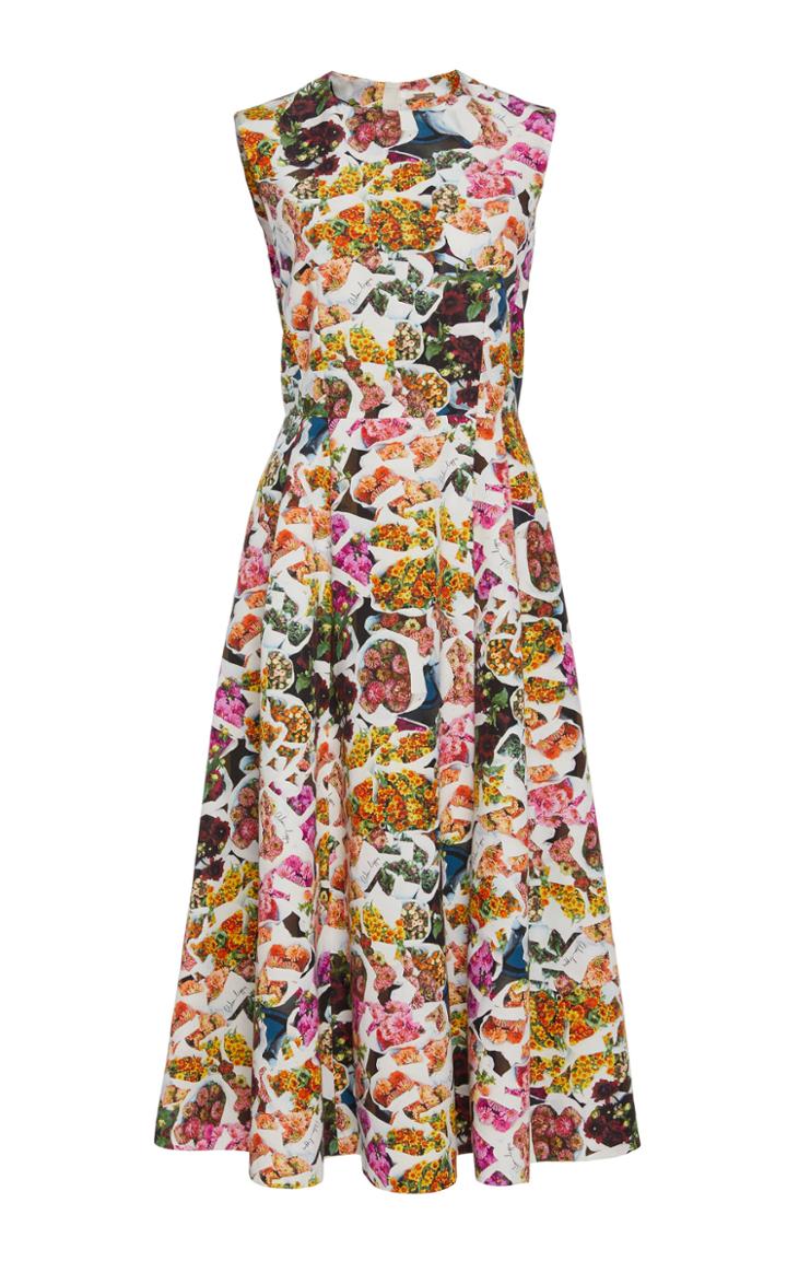 Adam Lippes Floral Cotton Silk Faille Dress
