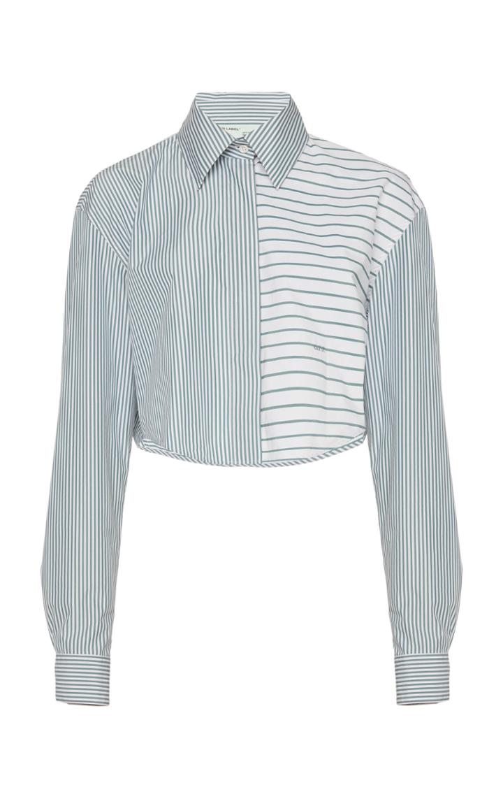 Off-white C/o Virgil Abloh Dual Stripe Cropped Cotton Shirt