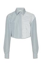Off-white C/o Virgil Abloh Dual Stripe Cropped Cotton Shirt