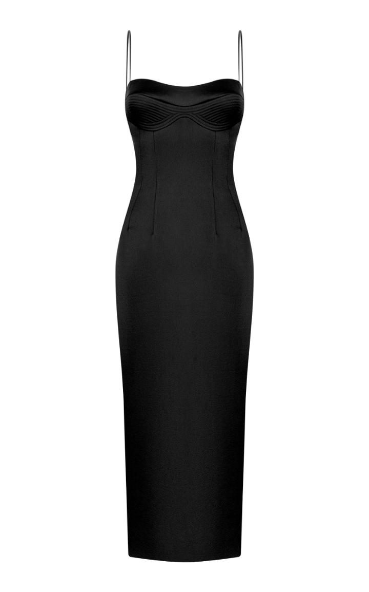 Moda Operandi Rasario Satin Midi Dress With Stitching