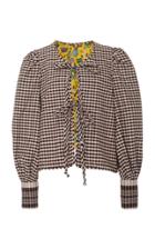 Alix Of Bohemia Brigitte Tie-detailed Plaid Cotton Jacket