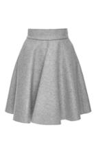 Msgm Grey Wool Blend Pleated Circle Skirt
