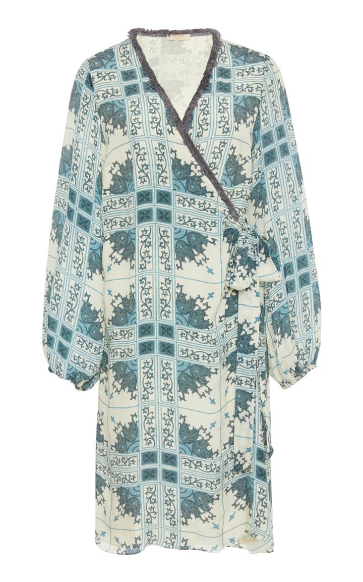 Verandah Blouson Cupro Crepe Wrap Dress