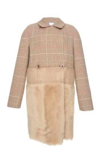 Agnona Wool Cashmere Check Needle Punched Pea Coat