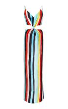 Caroline Constas Lila Cutout Striped Crepe De Chine Maxi Dress
