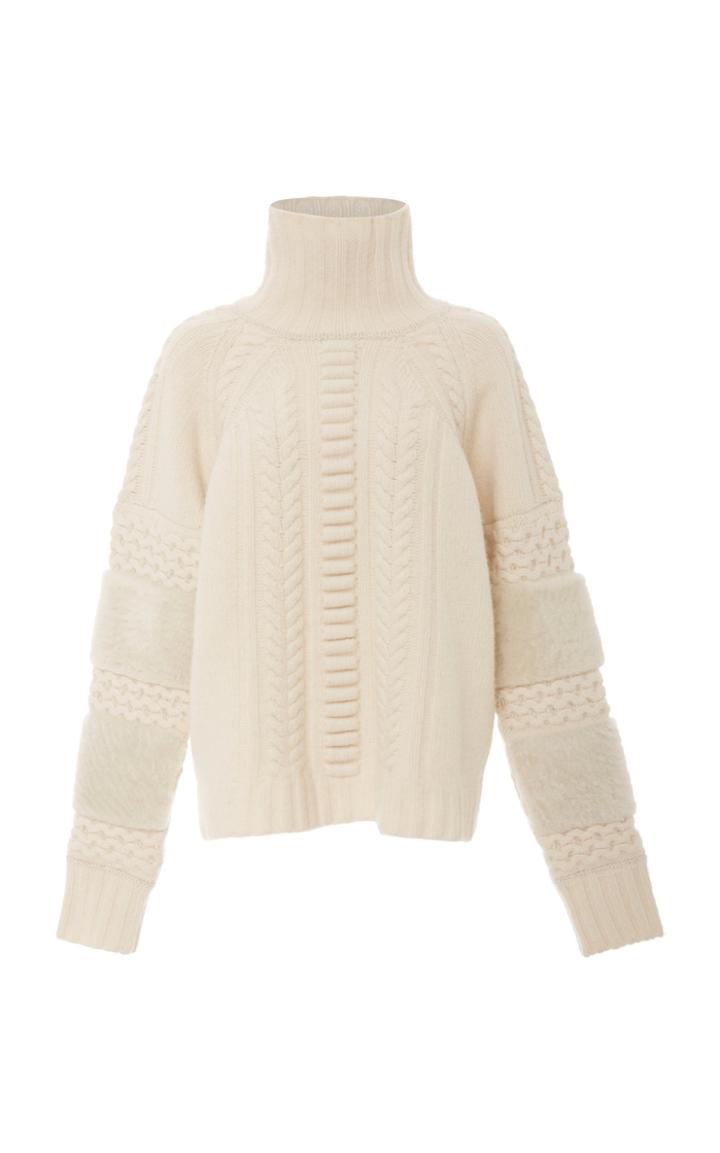 Sally Lapointe Felted Cable Sweater With Shearling
