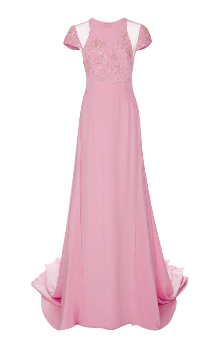 Georges Hobeika Cap Sleeve Embellished Gown