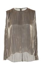 Vince Iridescent Pleated Lam Top