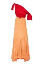 Hellessy Louise Two-tone Satin Pique And Jacquard Maxi Dress