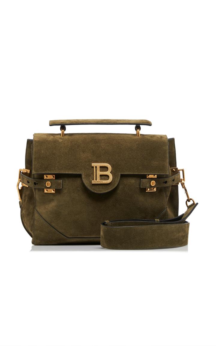 Balmain B-buzz 30 Suede Top Handle Bag
