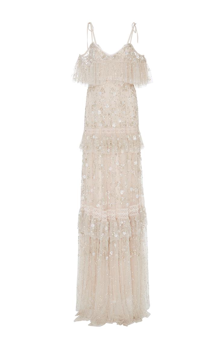 Needle & Thread Supernova Ruffled Open Shoulder Gown