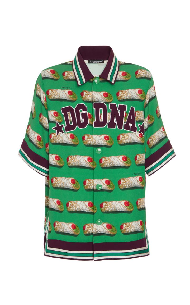 Dolce & Gabbana Canoli-print Pique Polo Shirt