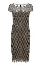 Naeem Khan Embellished Mesh Midi Dress