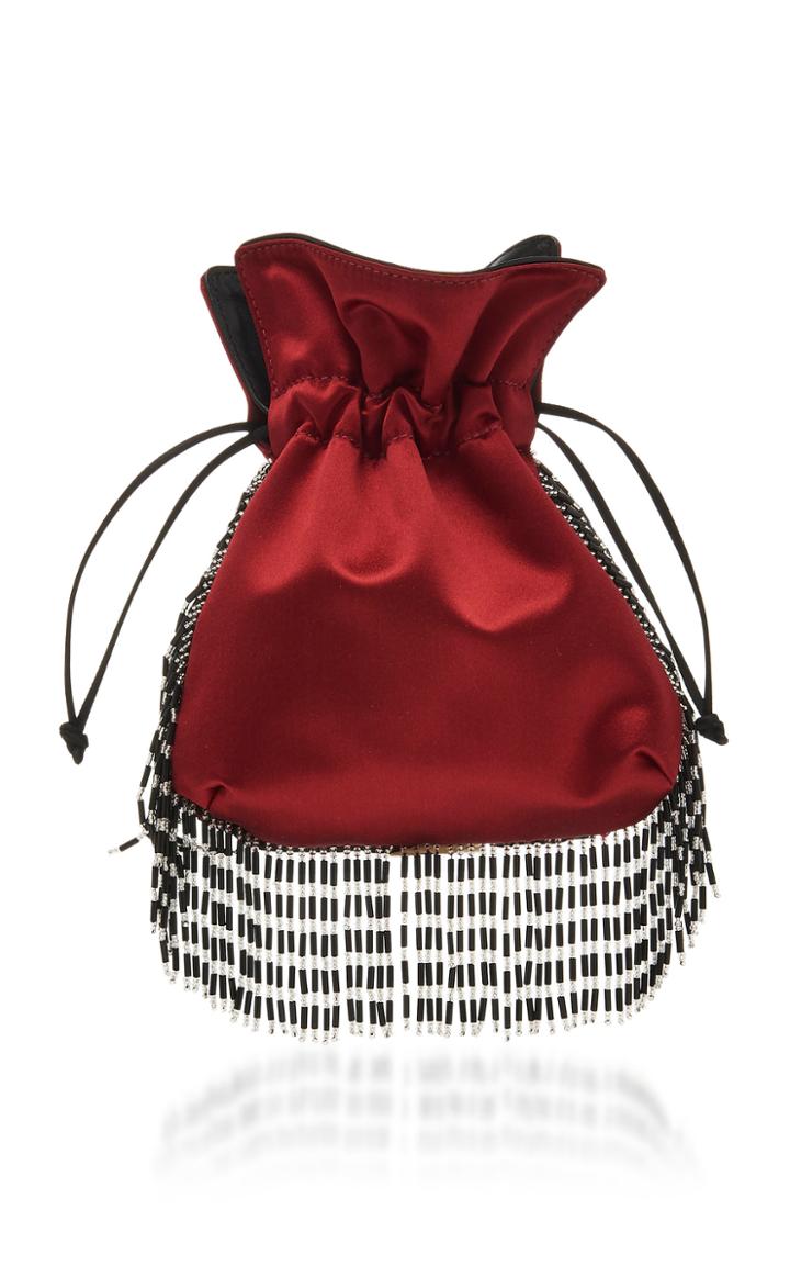 Les Petits Joueurs Nano Trilly Fringe Red Satin Bag