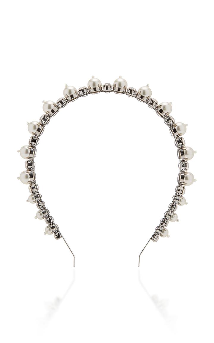 Simone Rocha Faux Pearl Crystal And Silver-tone Headband