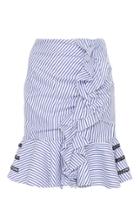 Caroline Constas Striped Ruffled Mini Skirt