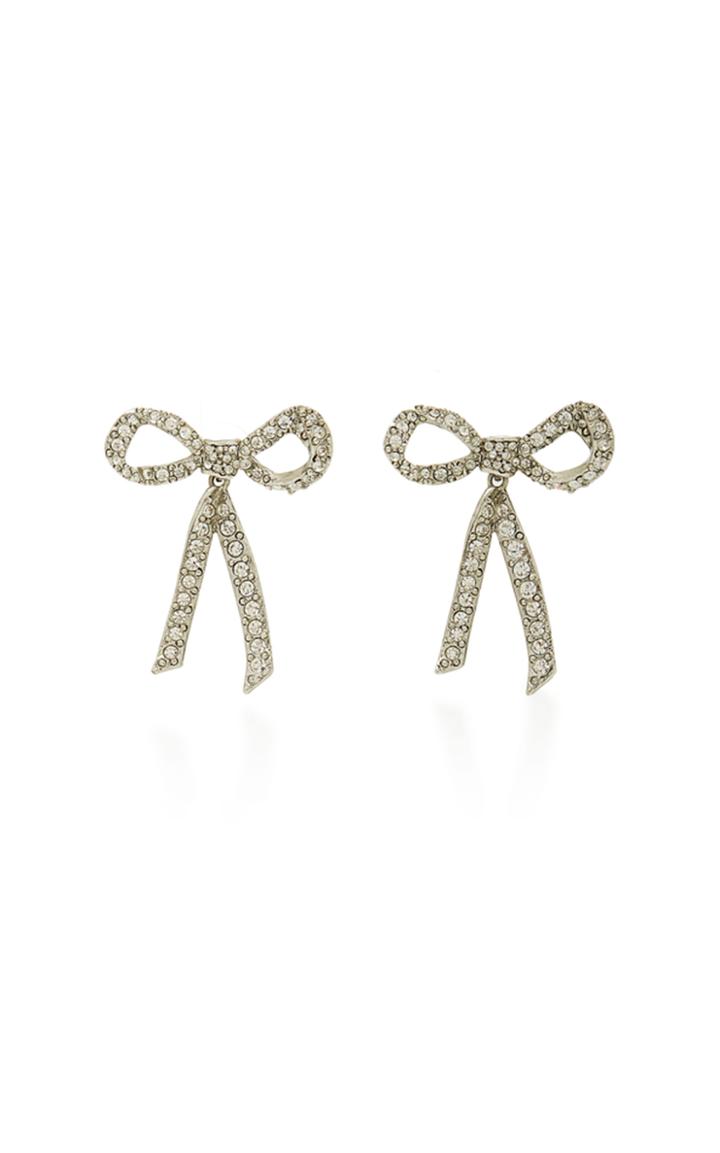 Oscar De La Renta Pave Metal Bow Earrings