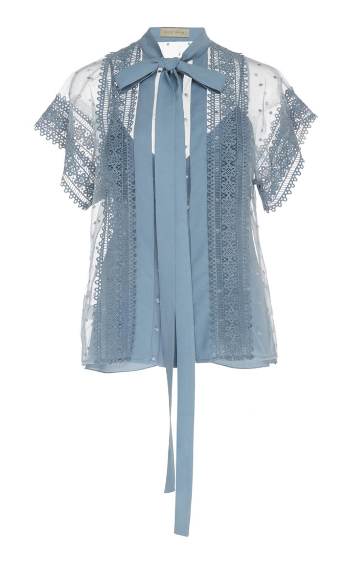 Elie Saab Macram Pussy Bow Top