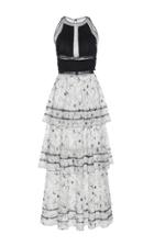 Carolina Herrera Sleeveless Floral Lace Tiered Dress