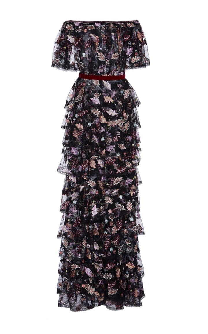 Costarellos Off-the-shoulder Tiered Dress