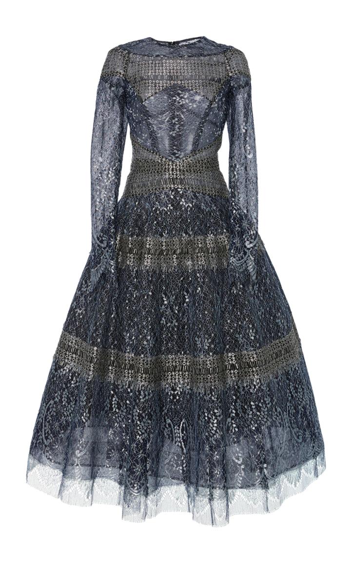 J. Mendel Long Sleeve Midi Cocktail Dress