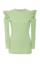 Les Rveries Cotton Pleated Shoulder Open Back Knit Top