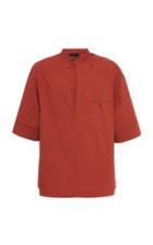 Moda Operandi 3.1 Phillip Lim Short Sleeved Oversized Washed Poplin Band Collar Shir