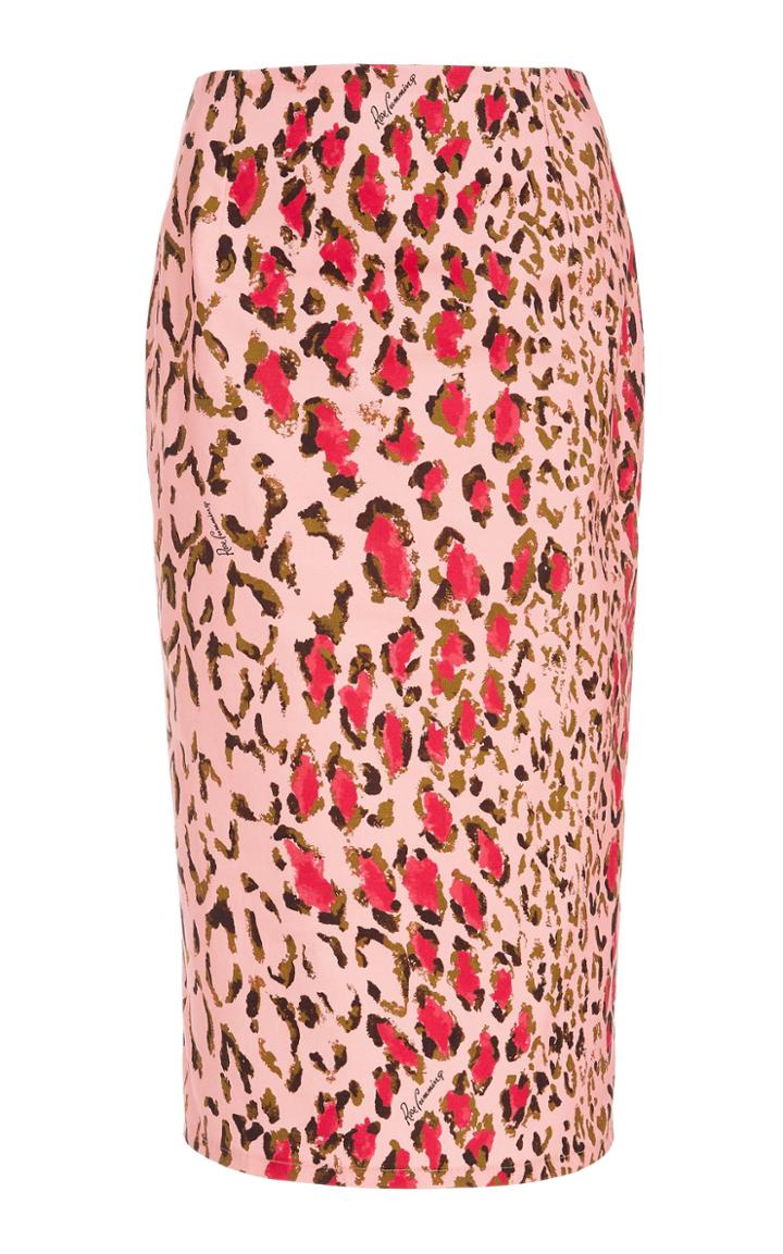 Carolina Herrera High-waisted Leopard-print Cotton-blend Pencil Skirt