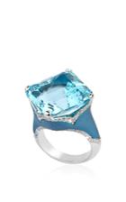 Fabio Salini Titanium Ring With Aquamarine, Diamonds And Gold