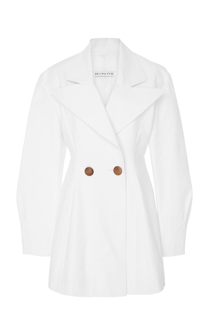 Rejina Pyo Maja Double-breasted Cotton-crepe Blazer