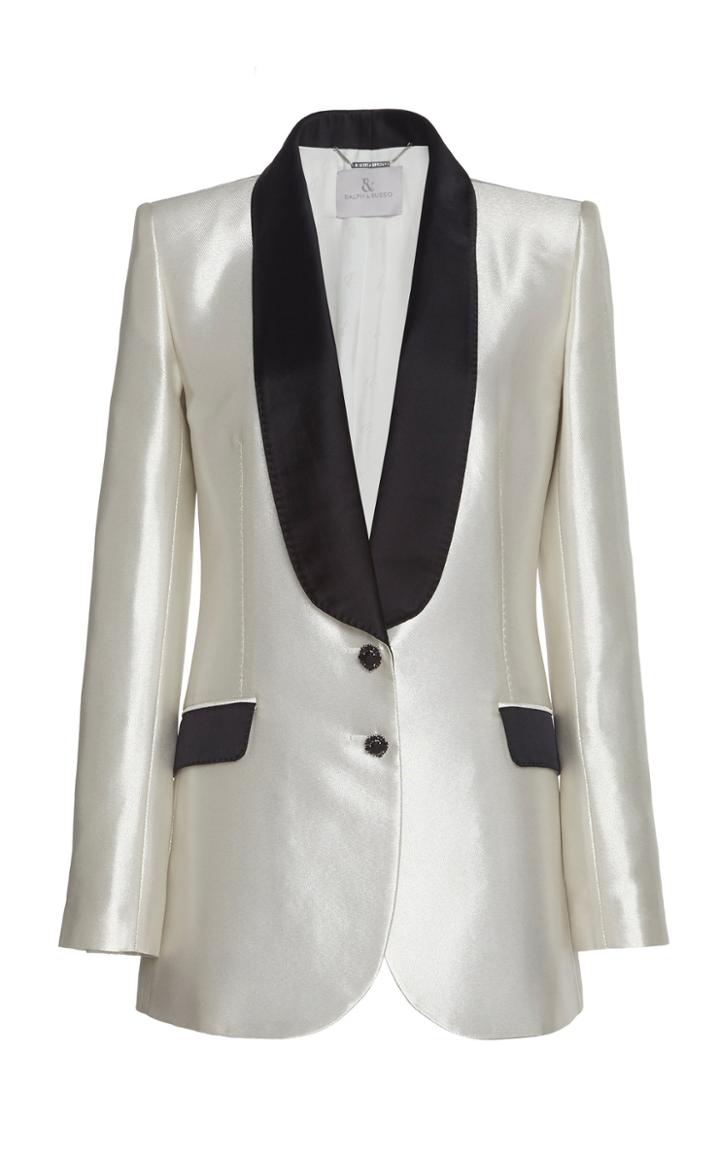 Ralph & Russo Classic Two-tone Crepe De Chine Tuxedo Jacket