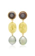 Brigid Blanco 18k Yellow Gold Cameo Pearl Earrings