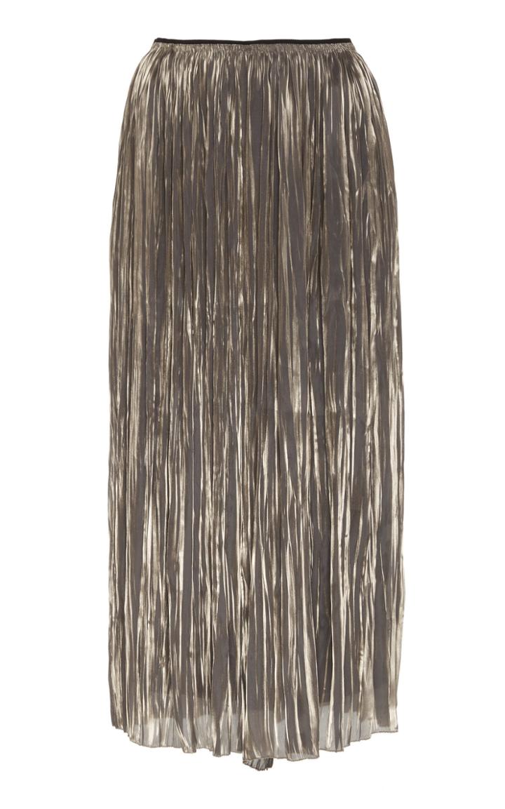 Vince Iridescent Pleated Lam Culottes