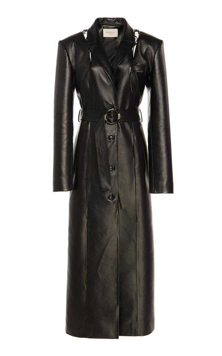 Matriel Cutout Faux Leather Coat Size: 34