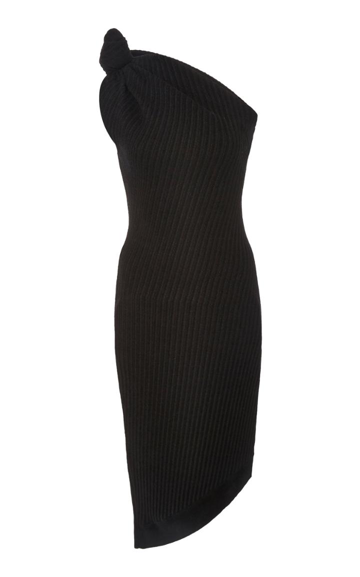 Brandon Maxwell Knot Shoulder Mini Dress