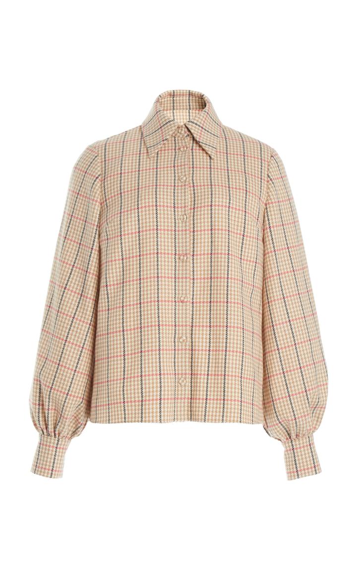 Moda Operandi Emilia Wickstead Petula Checked Wool-blend Top