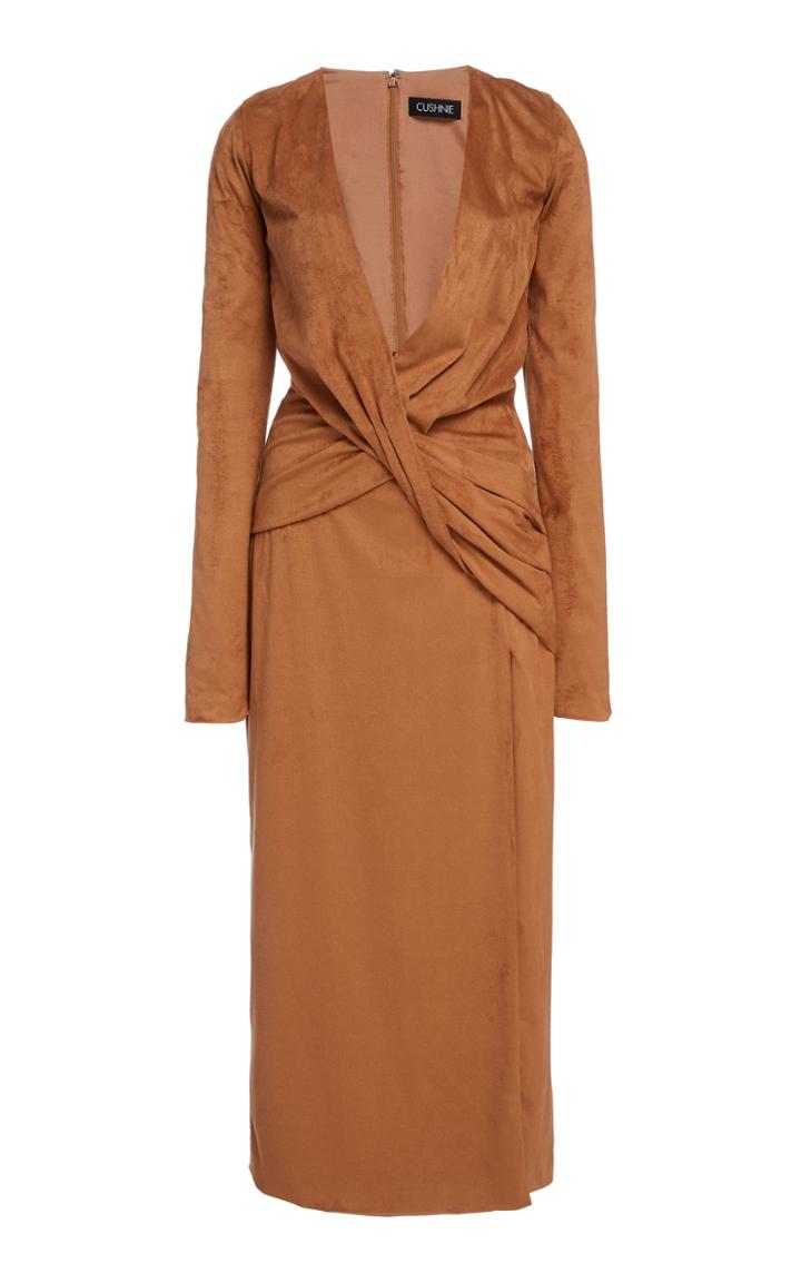 Cushnie Twist-detailed Suede-effect Dress