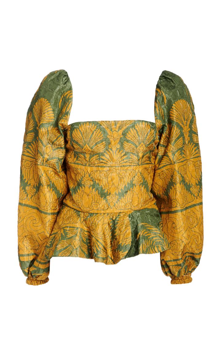 Moda Operandi Johanna Ortiz Forgotten Lands Peplum Silk-blend Top