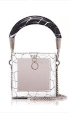 Balmain Coffret Marbled Leather Cube Bag