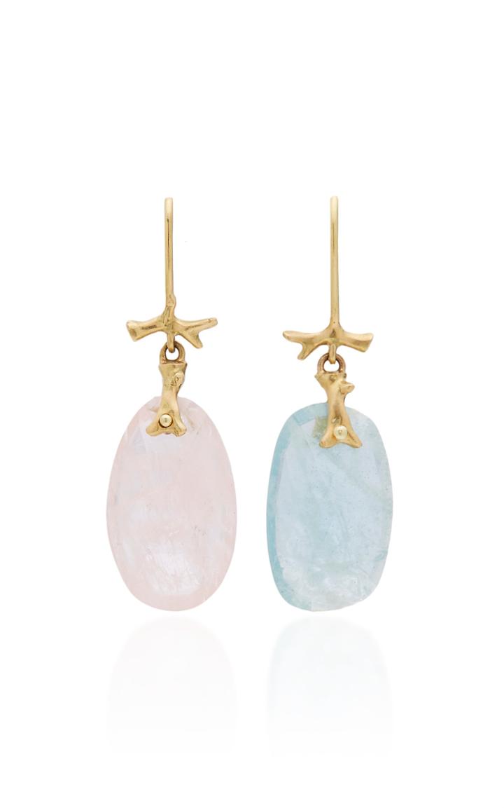 Annette Ferdinandsen M'o Exclusive: One-of-a-kind Mis-match Aquamarine And Morganite Branch Earrings