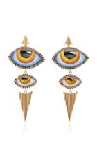 Lito 14k Gold Yellow Enamel Eye And Diamond Earrings