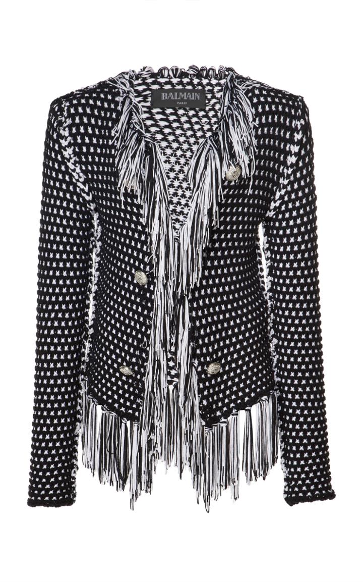 Balmain Fringed Collarless Jacket